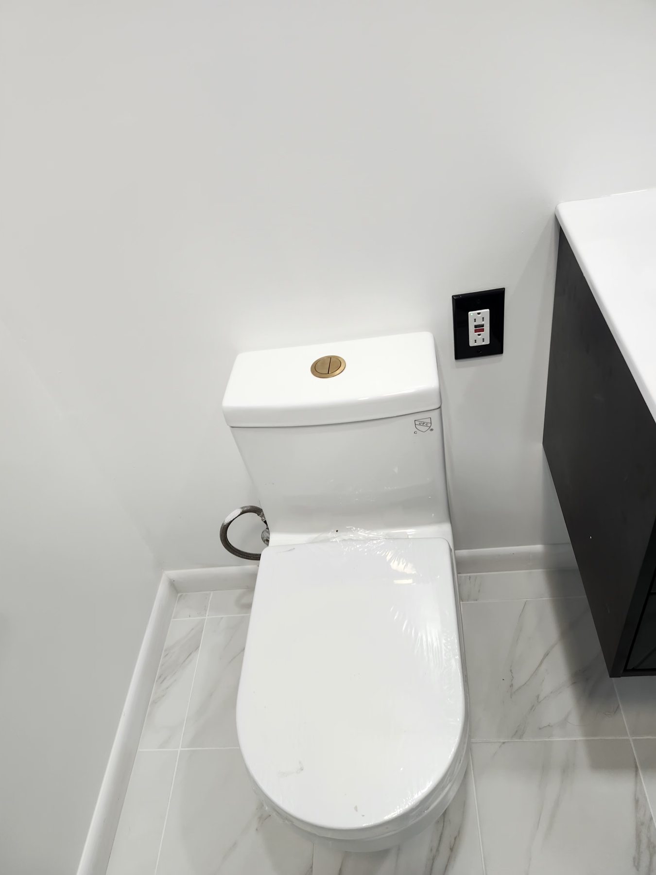 New toilet and finished floor