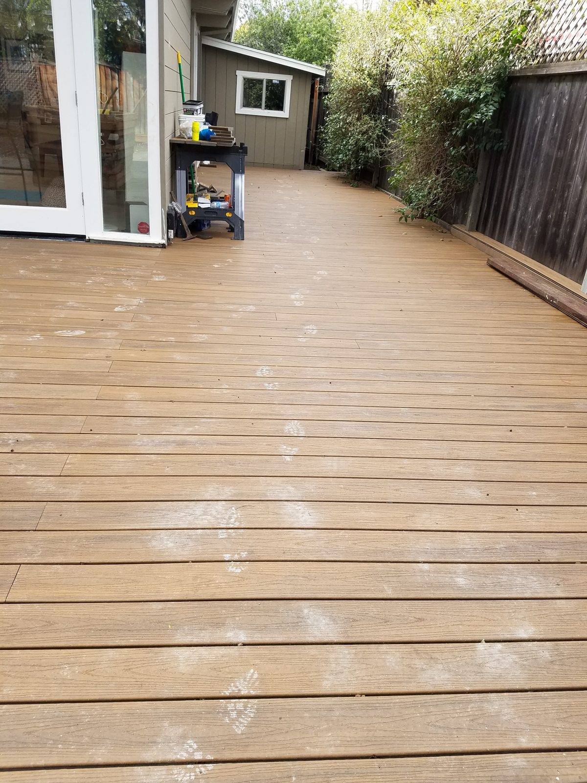 Finished backyard deck and railing