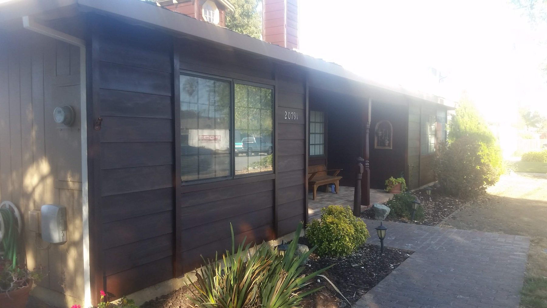 Dark exterior siding and windows