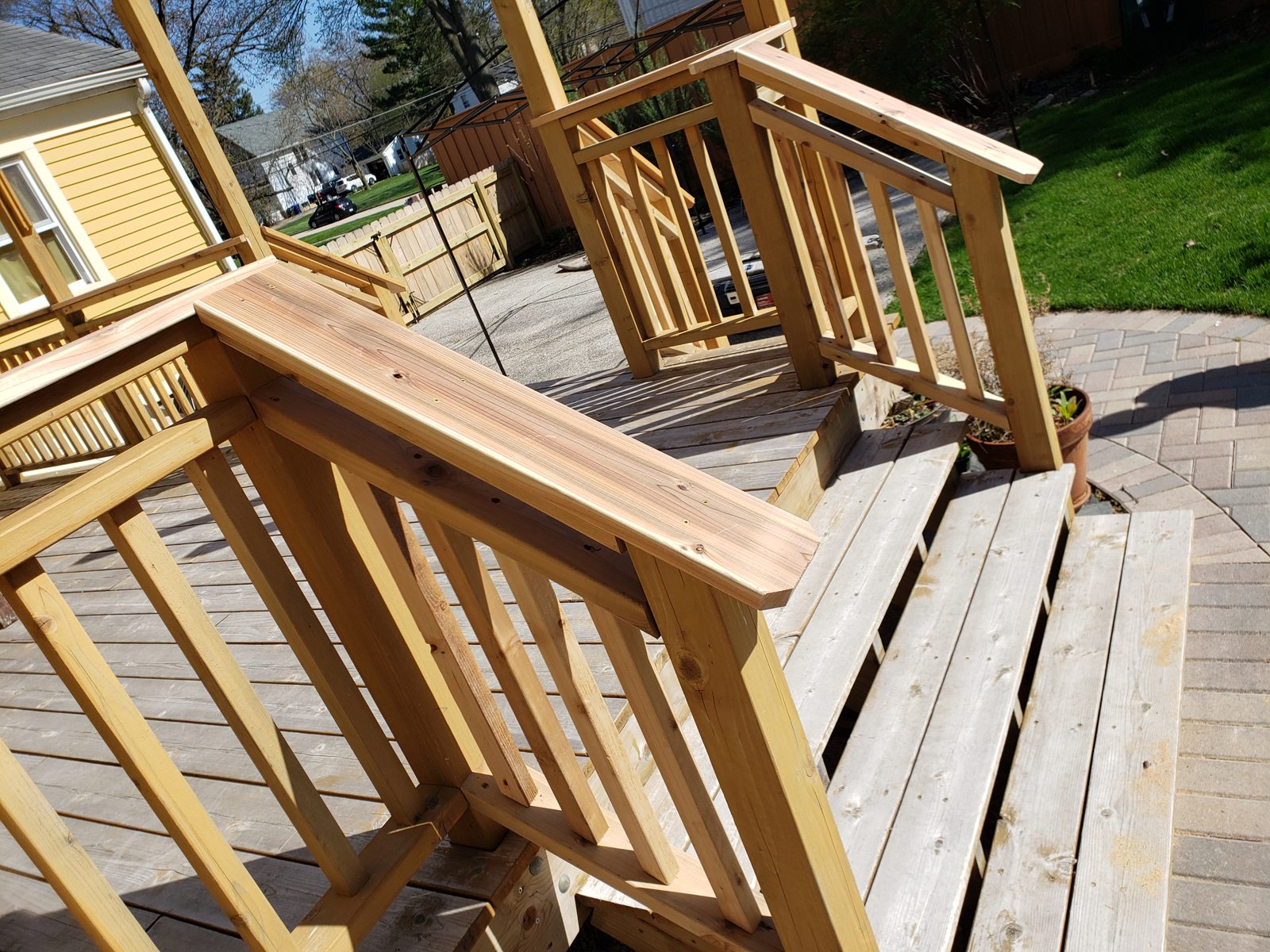 Wooden steps during construction